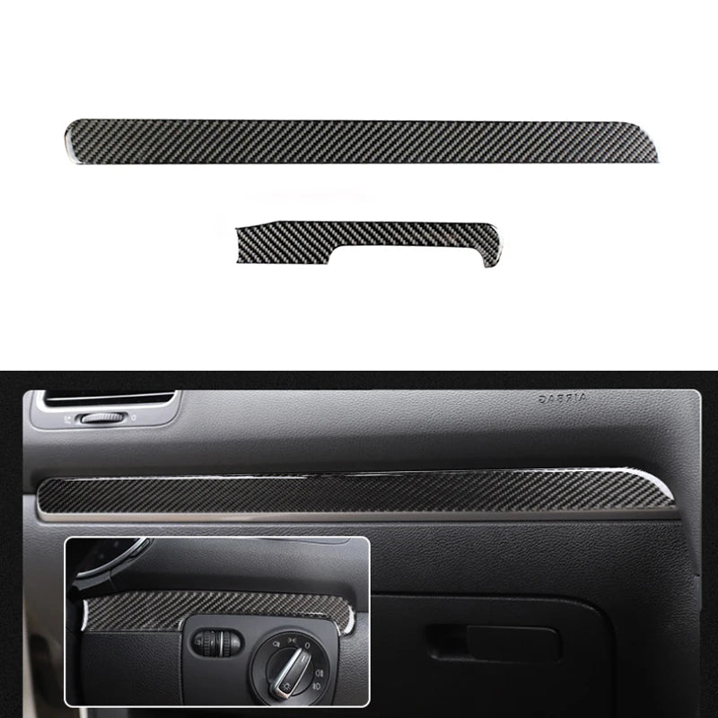 For VW Golf 6 MK6 Car Carbon Fiber Center Control Panel Air Vent Gear Shift Frame Headlight Switch Ashtray Box Cover Inner Trim - All in One