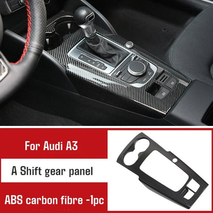 For Audi A3 2014 - 2020 Carbon Fibre Interior Decorative Mouldings Gear Lever Collar Console Dashboard Armrest Cover Pad Shell - All in One