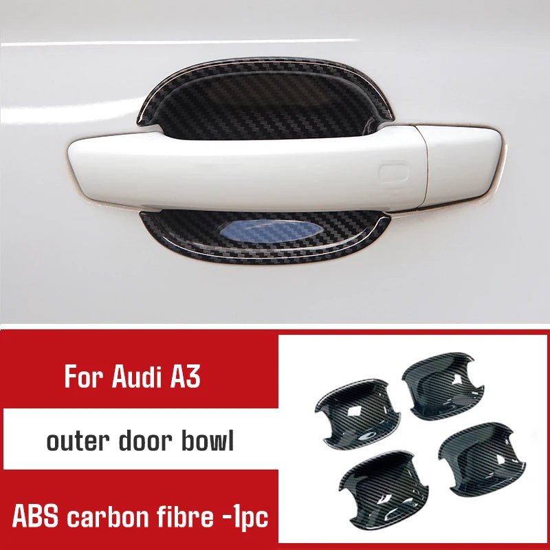For Audi A3 2014 - 2020 Carbon Fibre Interior Decorative Mouldings Gear Lever Collar Console Dashboard Armrest Cover Pad Shell - All in One