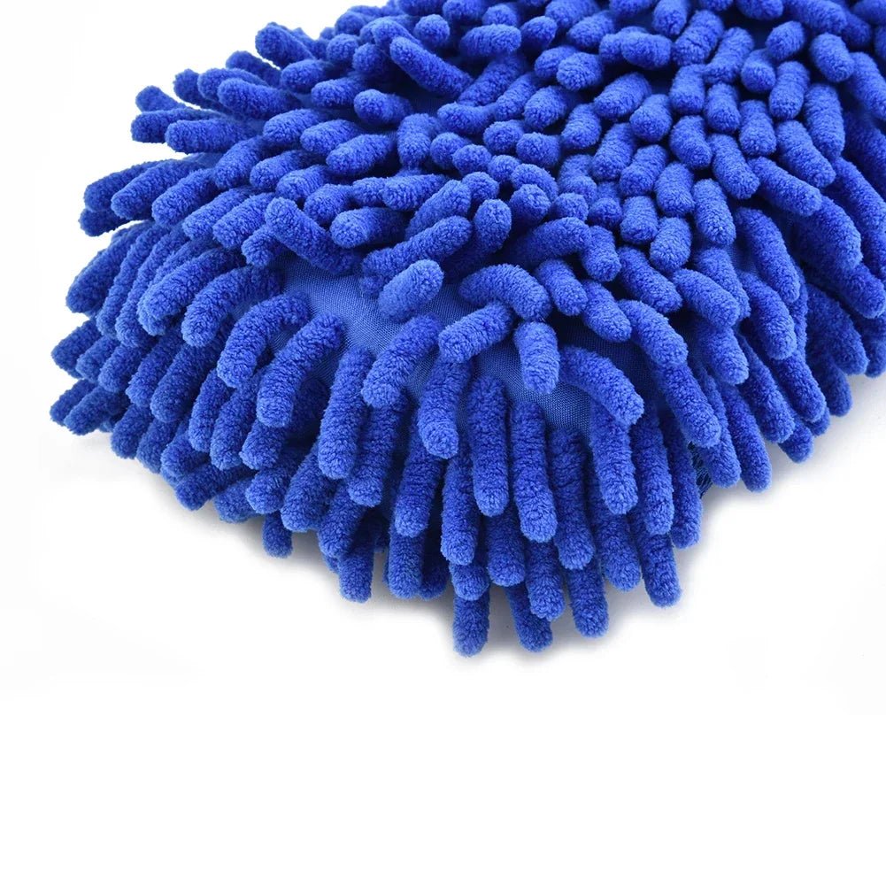1 Pc Blue Microfiber Chenille Car Wash Sponge Care Washing Brush Pad Cleaning Tool Auto Washing Towel Gloves Styling Accessories - All in One