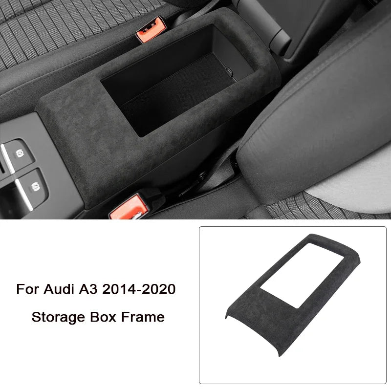 For Audi A3 A3L S3 2014 2015 2016 2017 2018 2019 2020 Alcantara Overlay Cover Car Gearshift Panel Armrest Box Frame Shell - All in One