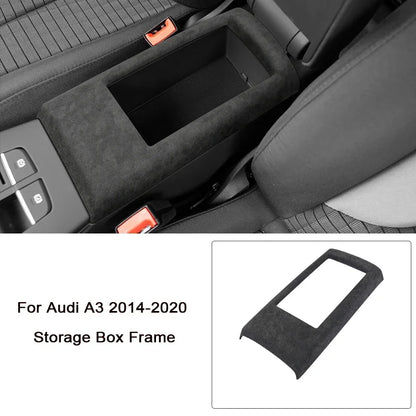 For Audi A3 A3L S3 2014 2015 2016 2017 2018 2019 2020 Alcantara Overlay Cover Car Gearshift Panel Armrest Box Frame Shell - All in One