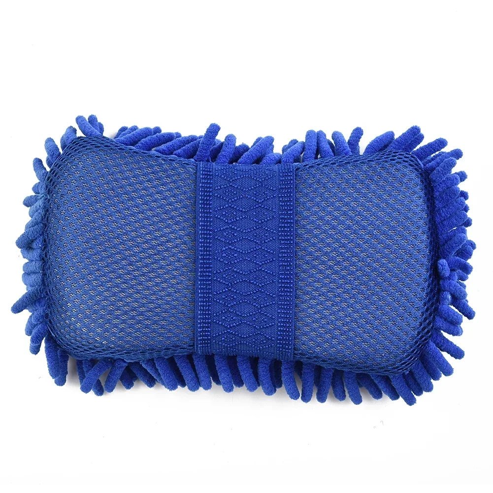 1 Pc Blue Microfiber Chenille Car Wash Sponge Care Washing Brush Pad Cleaning Tool Auto Washing Towel Gloves Styling Accessories - All in One