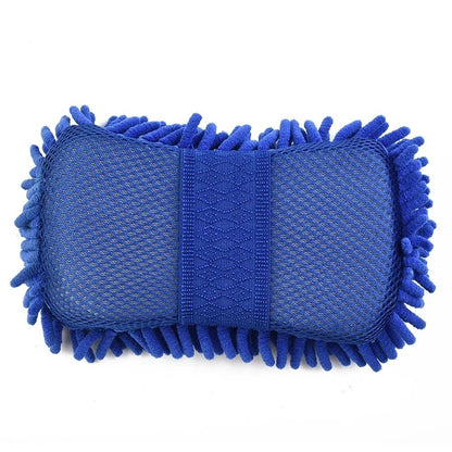 1 Pc Blue Microfiber Chenille Car Wash Sponge Care Washing Brush Pad Cleaning Tool Auto Washing Towel Gloves Styling Accessories - All in One